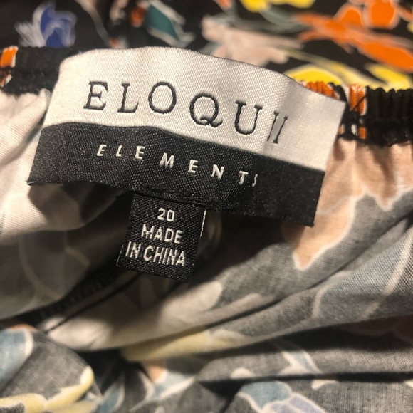 ELOQUII ELEMENTS Floral Print Fit & Flare Dress with Puff Sleeves Size 20 - Picture 7 of 8